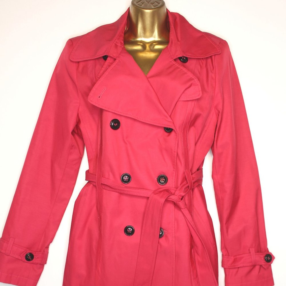 DKNY Pink BUTTON UP BELTED Trench Coat